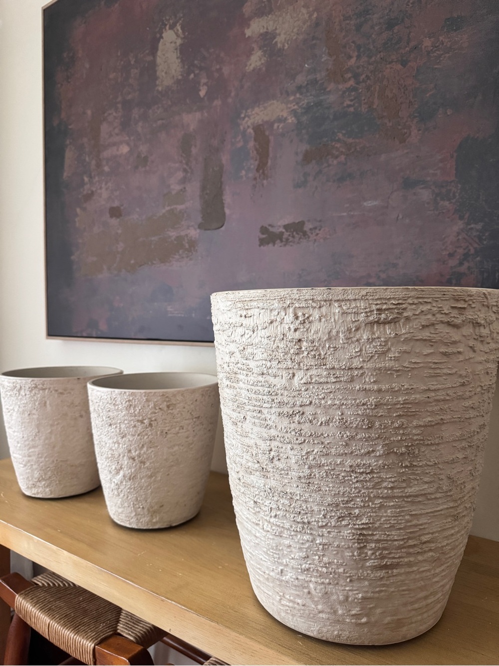 NWT Textured Planter Set of 3  - Neutral White